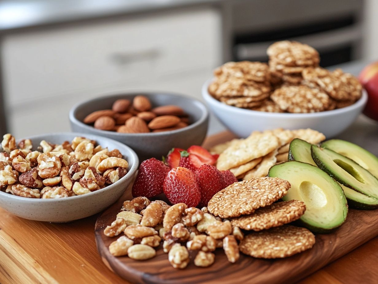 Illustration of gluten-free snacks options for late-night cravings.