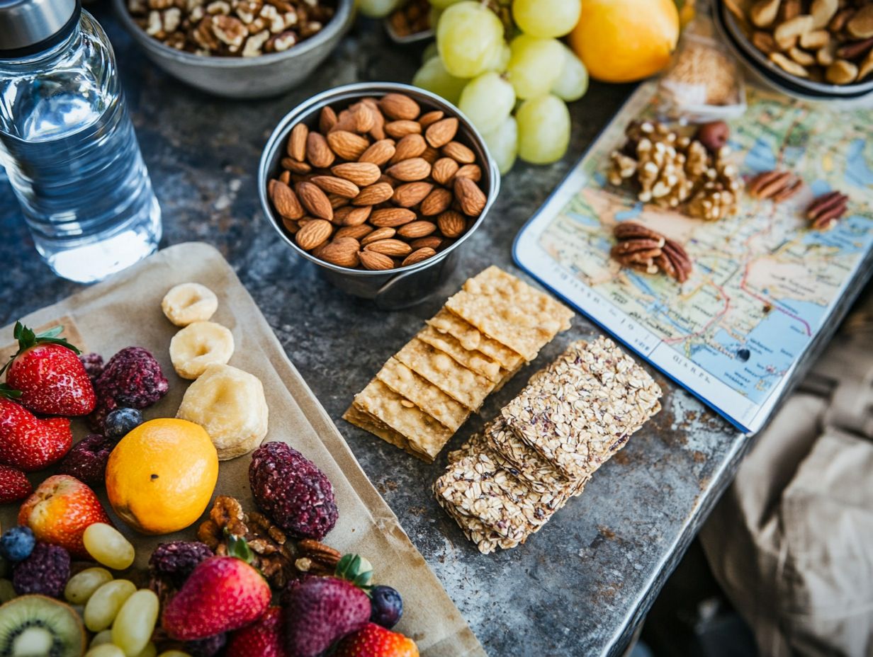 Assorted dried fruits, a nutritious and convenient gluten-free snack for travel.