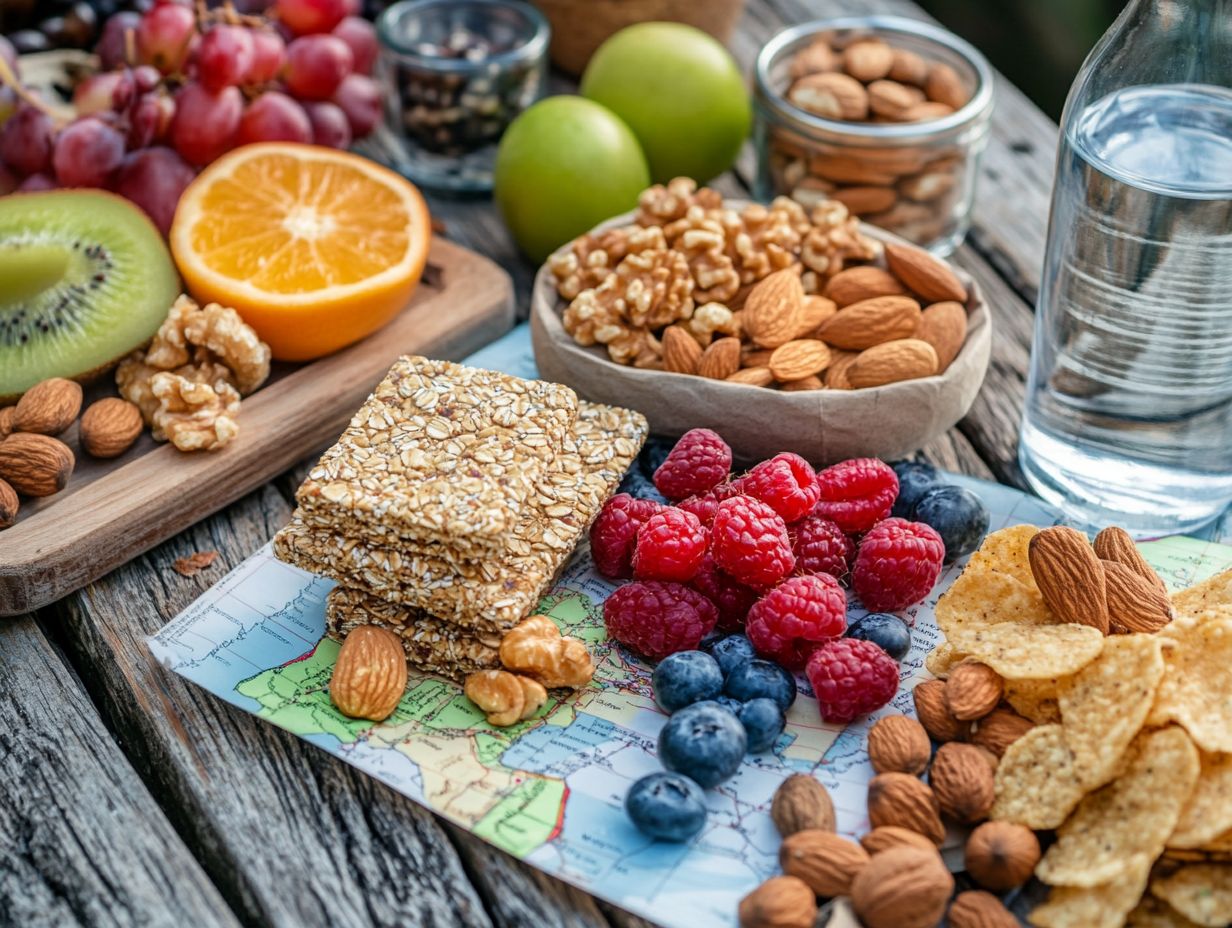 Variety of gluten-free snacks for road trips