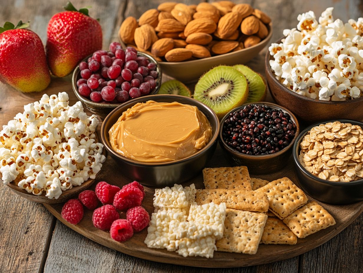 A variety of gluten-free snacks displayed on a table