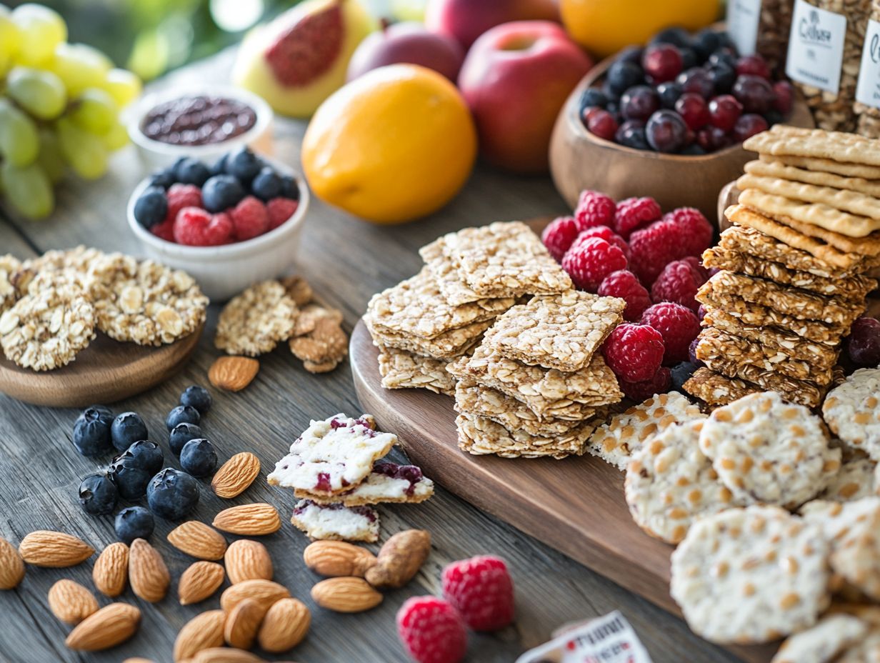 A variety of gluten-free granola and trail mix options displayed attractively.